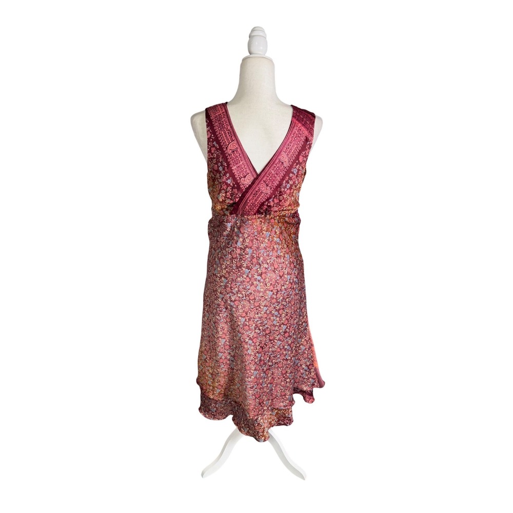 Jezebel Silk Blend Patchwork Wrap Dress – Medium